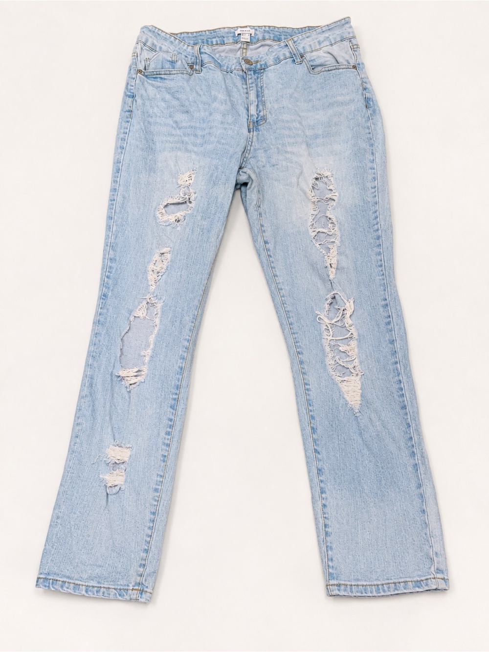 Forever 21 Light Wash Distressed Straight Leg Jeans